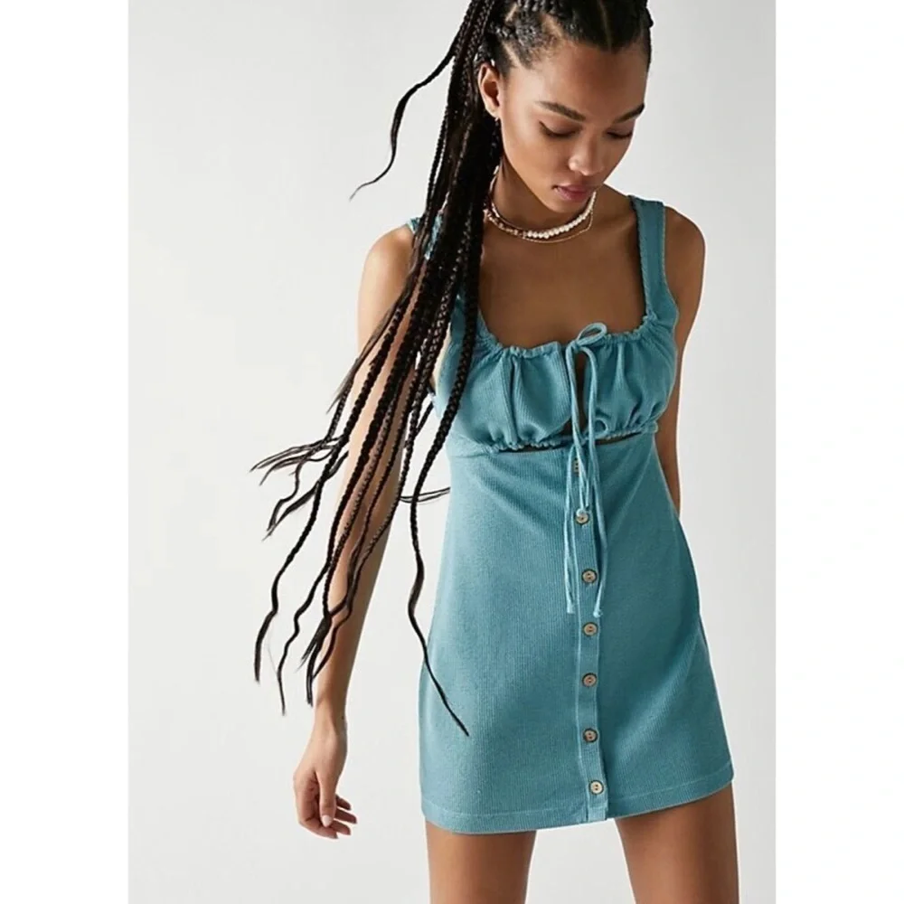 Free People Beach - Blue Tie Front Dress